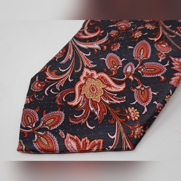 Canali Men's Tie Neck Tie Red Paisley Floral  Seta Silk Italy 60" - Picture 2 of 8